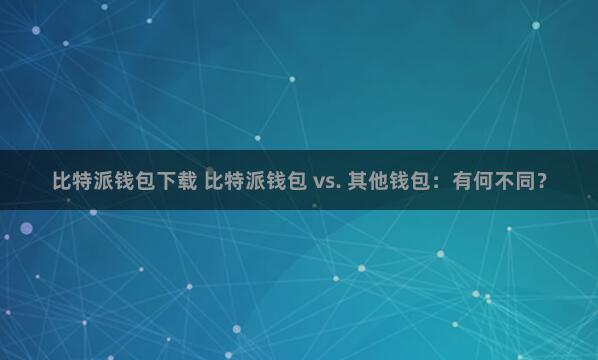 比特派钱包下载 比特派钱包 vs. 其他钱包：有何不同？